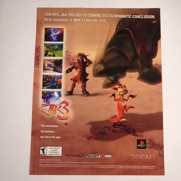 JAK 3 Naughty Dog Print Ad PS2 Promo It Won't End Like This Maxim Sony 8.5x11 - Picture 1 of 5